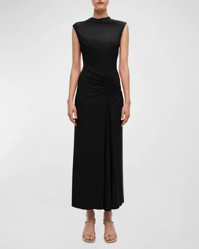 Simkhai Acacia Sleeveless Draped Midi Dress In Black
