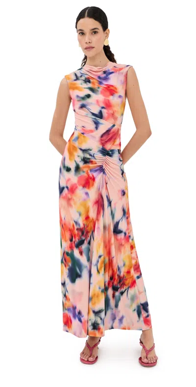 Simkhai Acacia Draped Jersey Midi Dress In Multi