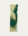 Simkhai Acacia Tie-dyed Ruched Stretch-jersey Midi Dress In Multi