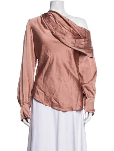 Pre-owned Simkhai Acetate Bateau Neckline Blouse In Pink