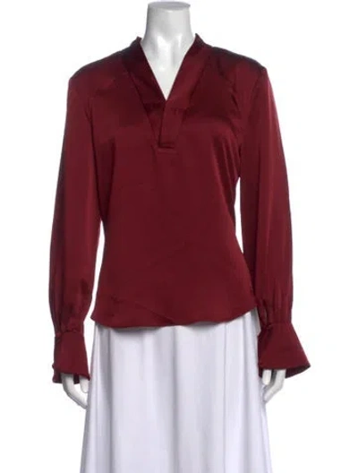 Pre-owned Simkhai Acetate V-neck Blouse In Red