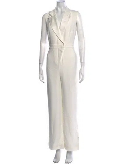 Pre-owned Simkhai Acetate V-neck Jumpsuit In Neutrals