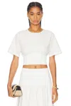 Simkhai Adair Cropped Paneled Cotton-blend Poplin Top In White