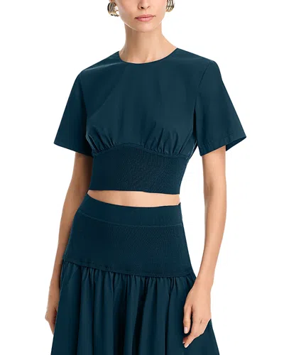 Simkhai Adair Short-sleeve Crop Top In Midnight