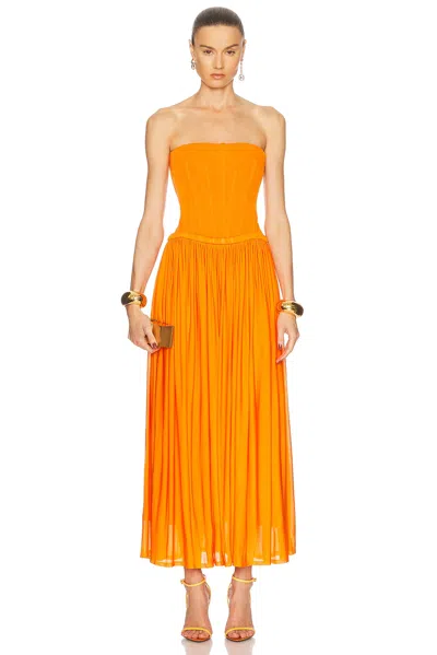 Simkhai Adalys Bustier Midi Dress In Orange
