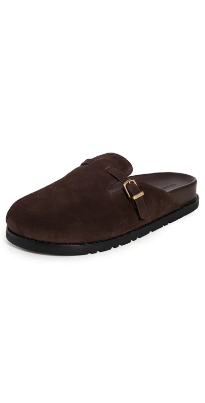 Simkhai Adara Buckle Suede Slippers Cacao In Brown