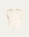 Simkhai Addison Short-sleeve Crinkled Satin Shirt In White