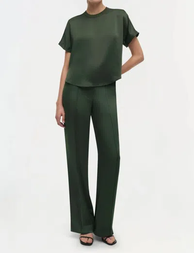Simkhai Addy Short Sleeve Knit Back T-shirt In Moss In Black