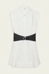Simkhai Adler Belted Cotton Mini Dress In White In White