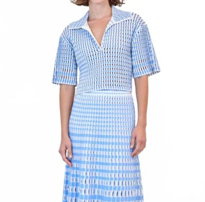 Simkhai Adley Cropped Polo In Blue Hydrangea Multi