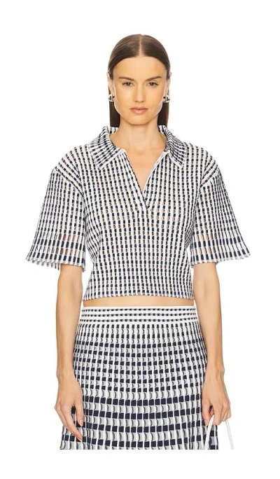 Simkhai Adley Cropped Polo In Midnight Multi