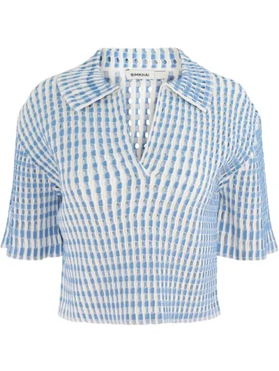 Simkhai Adley Cropped Polo Top In Blue