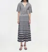 Simkhai Adley Gingham Knit Cropped Polo In Grey In Gray