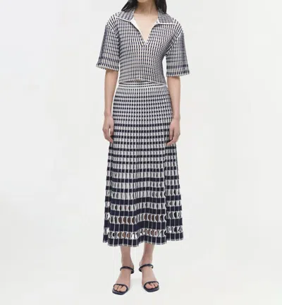 Simkhai Adley Gingham Knit Cropped Polo In Grey In Gray