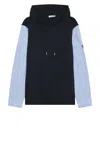 Simkhai Adonis Knit Woven Combo Hoodie In Midnight Combo
