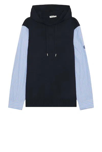 Simkhai Adonis Knit Woven Combo Hoodie In Midnight Combo