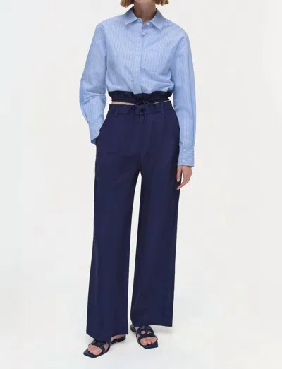 Simkhai Adryck Long Sleeve Shirt In Harbor Blue Stripe In Multi