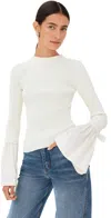 Simkhai Agata Taffeta-trimmed Ribbed-knit Top In Ivory