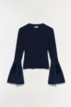 Simkhai Agata Taffeta Knit Top In Midnight In Blue