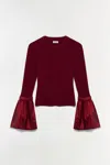 Simkhai Agata Taffeta Knit Top In Oxblood In Red