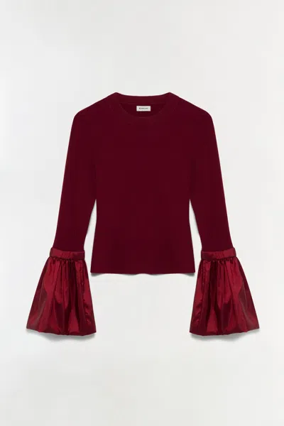 Simkhai Agata Taffeta Knit Top In Oxblood In Red