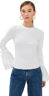 Simkhai Agata Long Sleeve Top In White In White