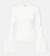 Simkhai Agata Taffeta-trimmed Ribbed-knit Top In White