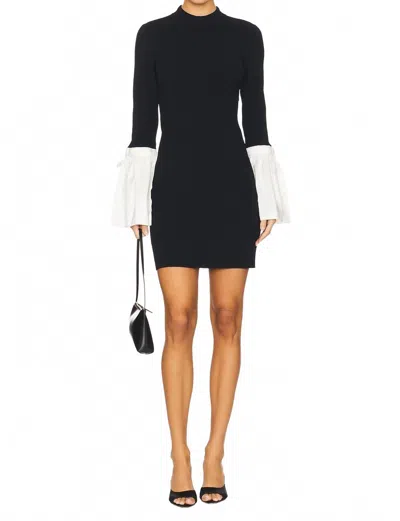 SIMKHAI AGATHEA KNIT COMBO MINI DRESS IN BLACK