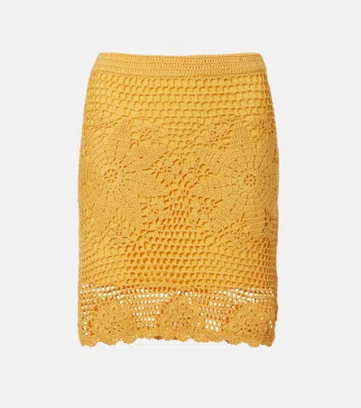 Simkhai Agnes Floral Crochet Cotton Miniskirt In Yellow