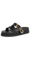 Simkhai Aida Buckle Sandals Black In Black