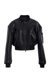 Simkhai Aiden Distressed Leather Bomber Jacket In Black