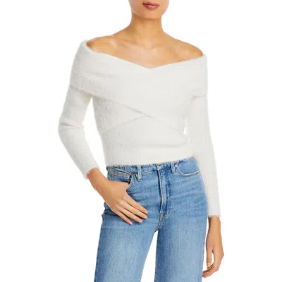 Simkhai Aiden Womens Surplice Off-the-shoulder Pullover Sweater In White