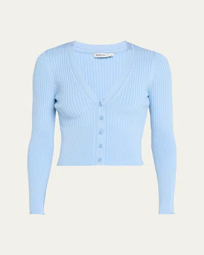 Simkhai Ailany Cropped Cardigan In Blue