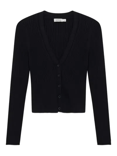 Simkhai Ailany Ribbed V-neck Cardigan In Black