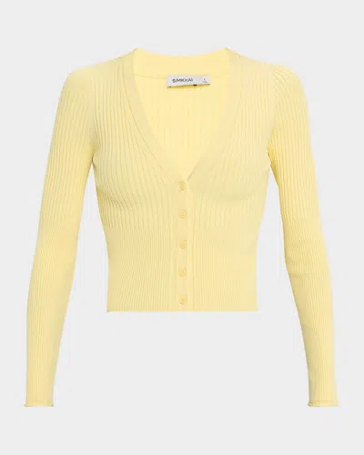 Simkhai Ailany V-neck Cropped Cardigan In Sulfur