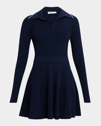 Simkhai Alcott Fit-and-flare Polo Mini Dress In Blue