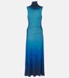 Simkhai Womens Chromatic Teal Aldina Gradient-pattern Stretch-jersey Midi Dress In Blue