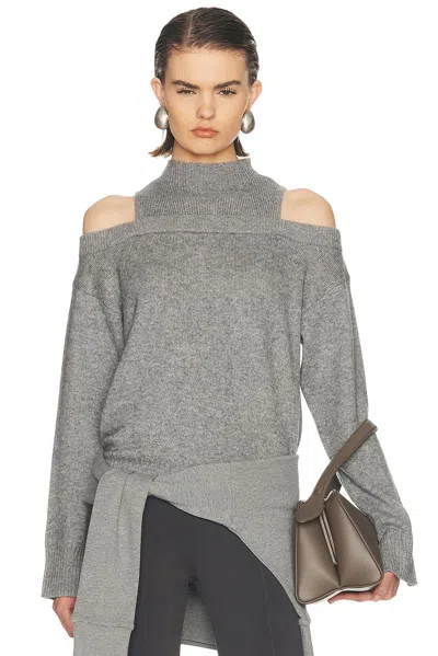 Simkhai Alessa Long Sleeve Sweater In Grey Melange