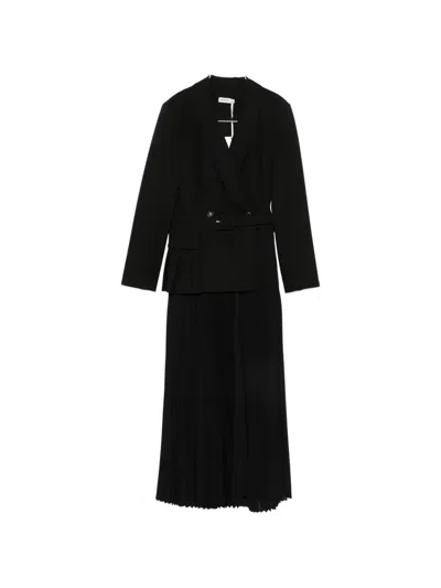 Simkhai Alexandra Double-breasted Pleated Midi Dress In Black