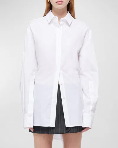 Simkhai Alfansa Long-sleeve Button-front Cotton Shirt In White