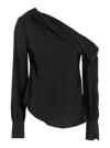 Simkhai 'alice' Black One-shoulder Top With Asymmetric Neckline And Cut-out Cuffs