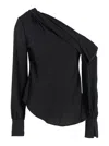 Simkhai Alice Black One-shoulder Top With Asymmetric Neckline And Cut-out Cuffs In Tech Fabric Woman In Black