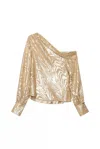 Simkhai Alice Moire Abstract-print Blouse In Gold