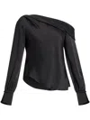 Simkhai Alice Cold-shoulder Satin Blouse In Gray