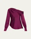Simkhai Cameron One-shoulder Midi Dress In Cherry Red In Acai