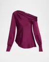 Simkhai Cameron One-shoulder Midi Dress In Cherry Red In Acai