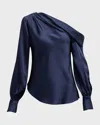 Simkhai Womens Midnight Alice Asymmetric-neck Satin Top In Midnight