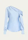 Simkhai Alice One-shoulder Satin-crepe Top In Sky