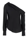 Simkhai Alice Black One-shoulder Top With Asymmetric Neckline And Cut-out Cuffs In Tech Fabric Woman In Black