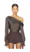 Simkhai Alice One Shoulder Top In Brown